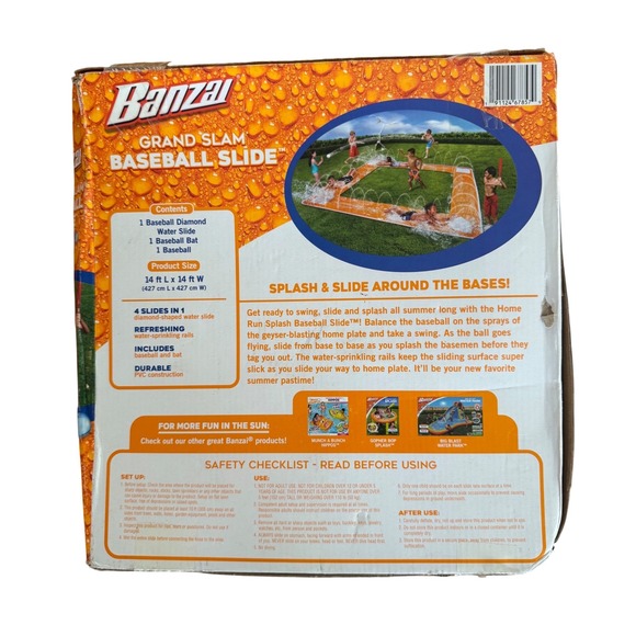 Banzai Grand Slam Baseball Slide Water Toy Kids 5-12 Includes Baseball Bat Ball - Picture 3 of 3